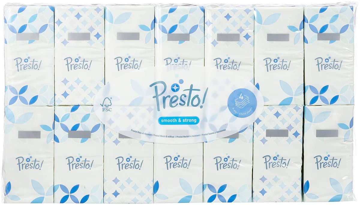 Marchio Amazon - Presto! Fazzoletti a 4 strati, 1680 unità, 10 confezioni da 168
