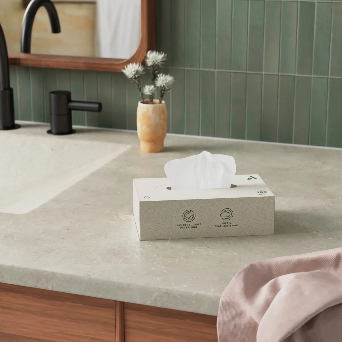 Amazon Aware 4 strati Fazzoletti per il viso in carta riciclata al 100%, 1500 unità, 15 confezioni da 100 ogni