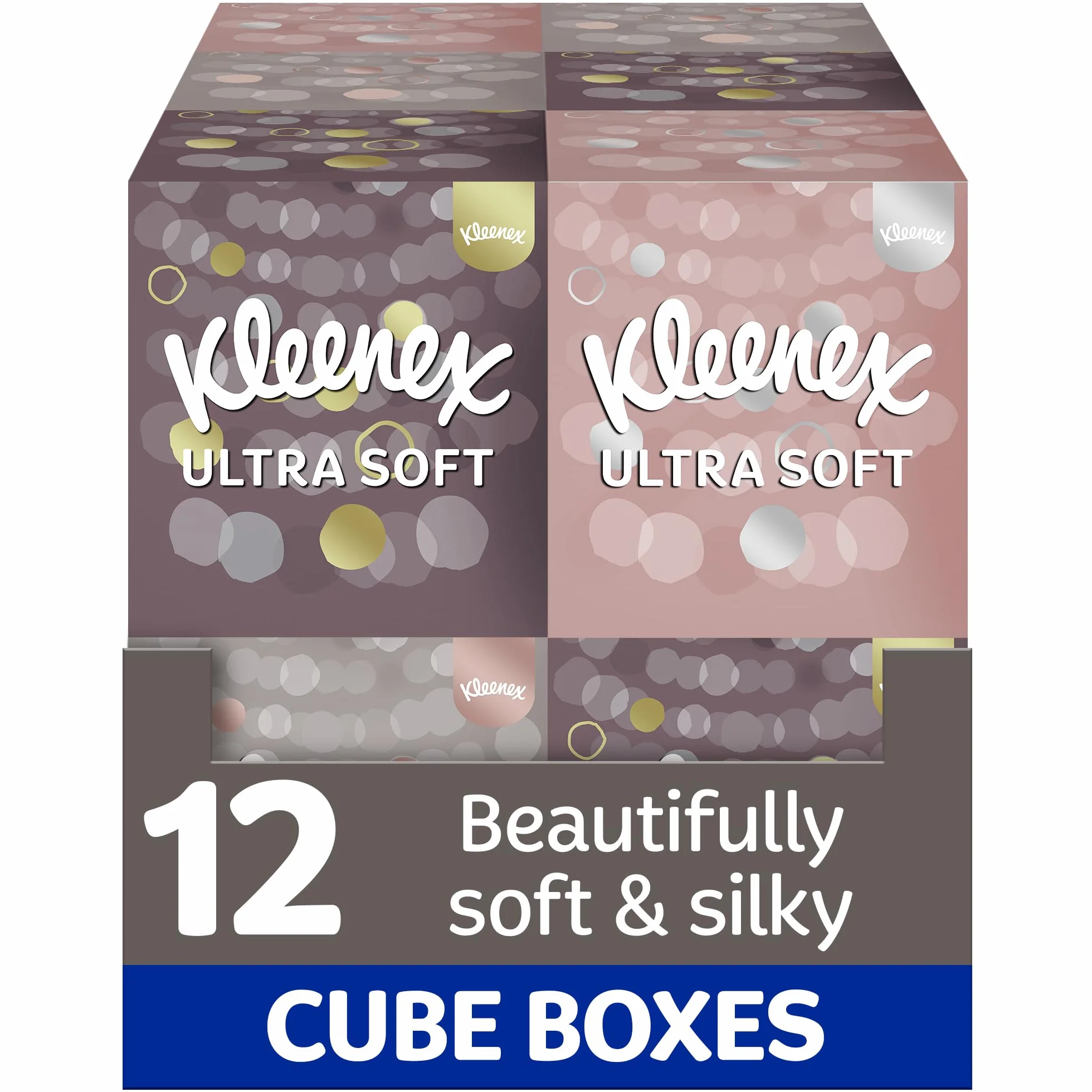 Kleenex Fazzoletti per il viso ultra morbidi, confezione da 12 scatole di fazzoletti cubici – i nostri tessuti più morbidi e setosi progettati pensando al lusso