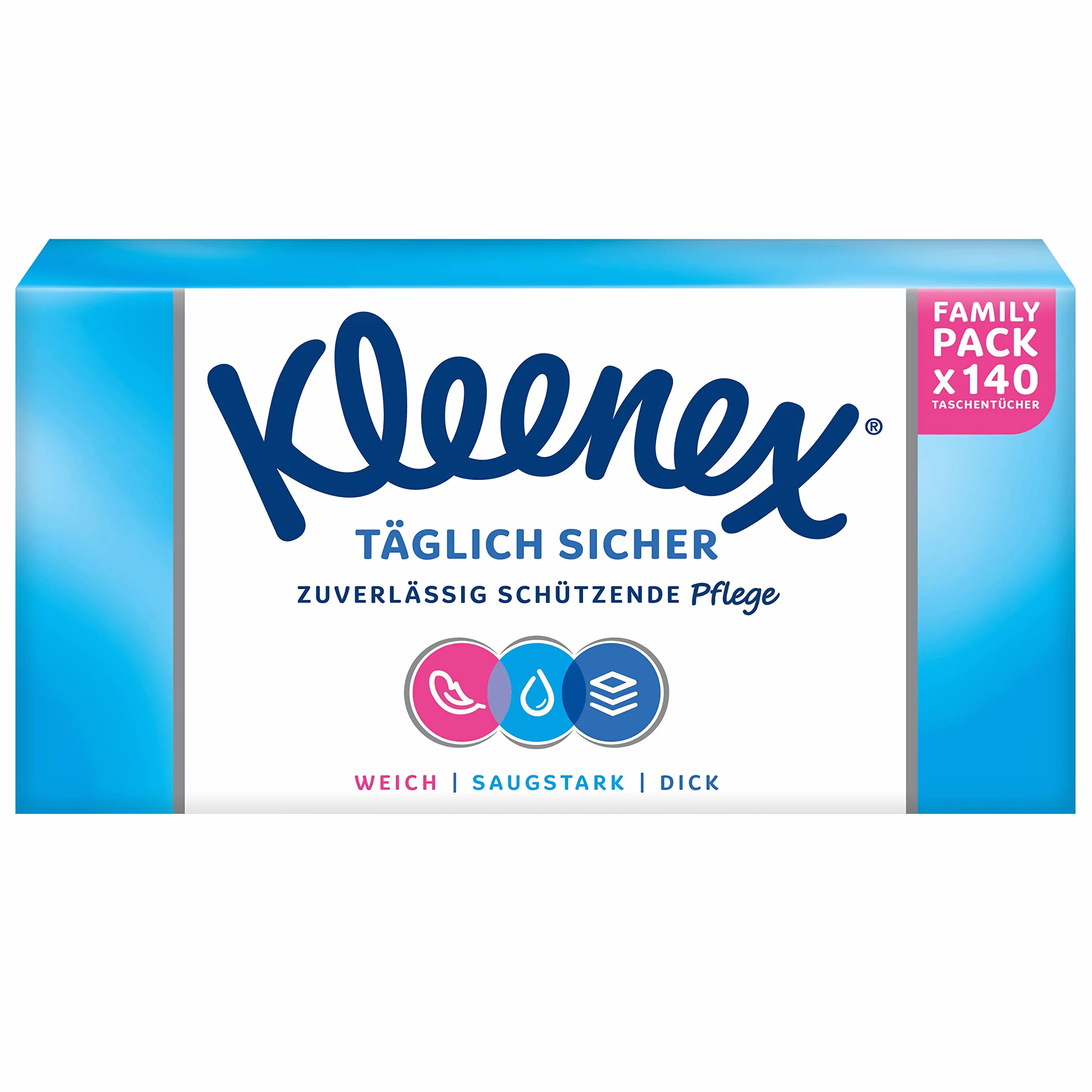 Kleenex Scatola per fazzoletti a 3 strati per uso quotidiano, 1 confezione da 140 fazzoletti