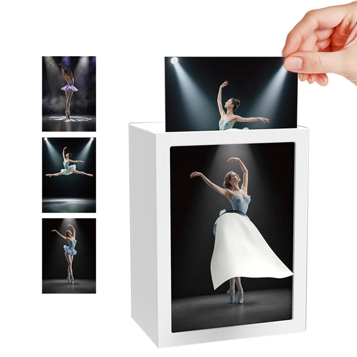 Porta Fazzoletti Decorativo a Forma di Ballet Box, Porta Fazzoletti Creativa con Luce Integrata per Scrivania, Camera da Letto e Soggiorno, 15 x 10 x 19,8 Cm