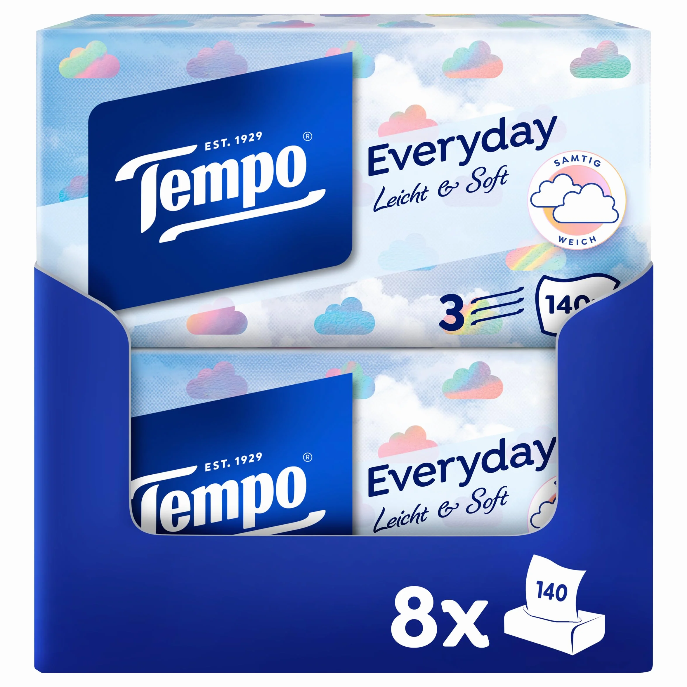 Tempo Fazzoletti XXL Light Box, 8 pezzi