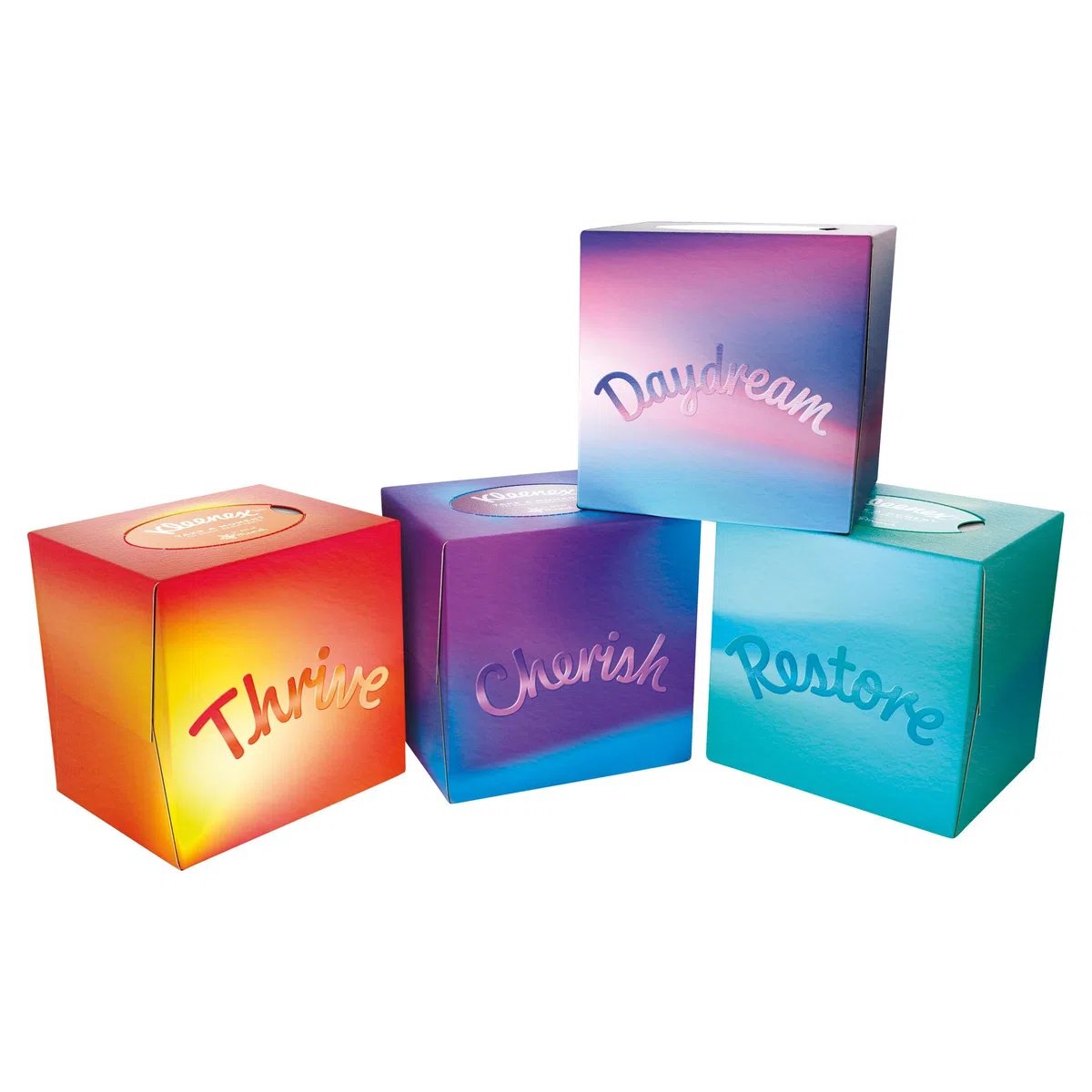 Kleenex Fazzoletti della collezione Take a Moment - 12 scatole cubiche per fazzoletti - In Aid of Mind - Contiene 4 motivi diversi