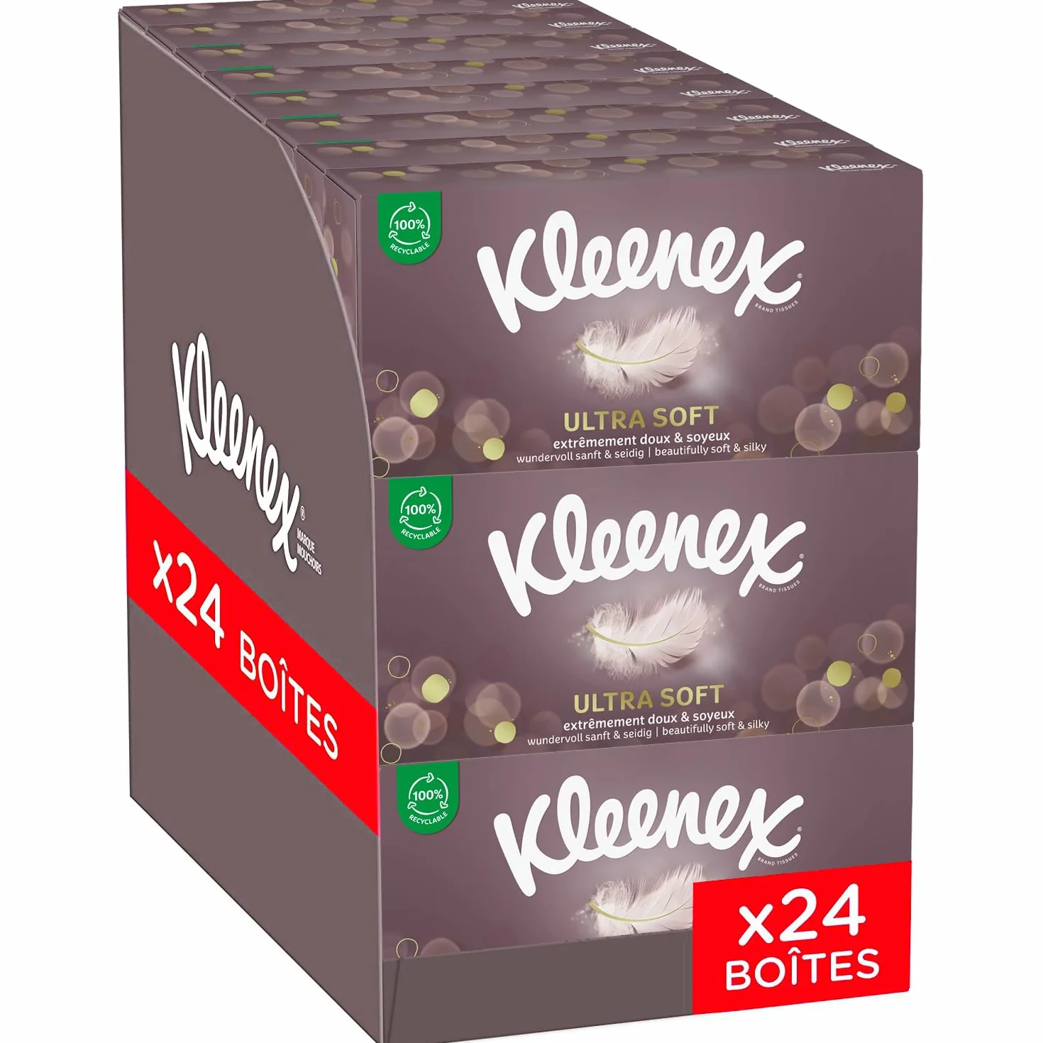 KLEENEX - Fazzoletti ultra morbidi (24 confezioni da 64 fazzoletti) - morbidi e setosi che lasciano una sensazione di benessere sulla pelle - Made in France