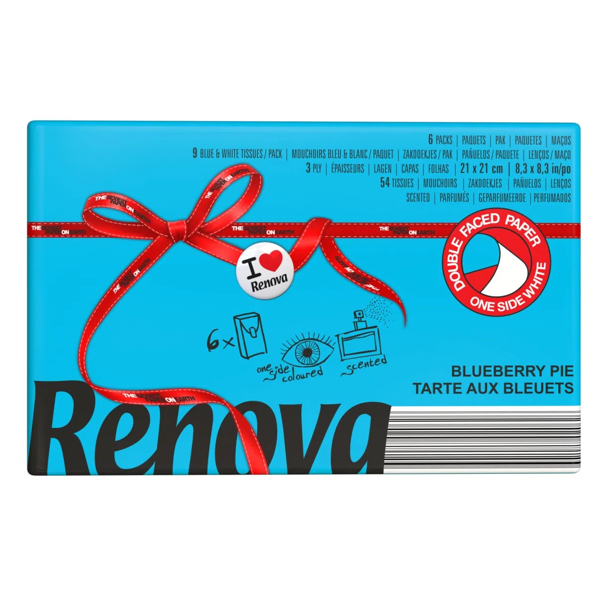Renova Fazzoletti tascabili Red Label Blu aroma Torta di Mirtilli - 6 confezioni - [Confezione da 20]
