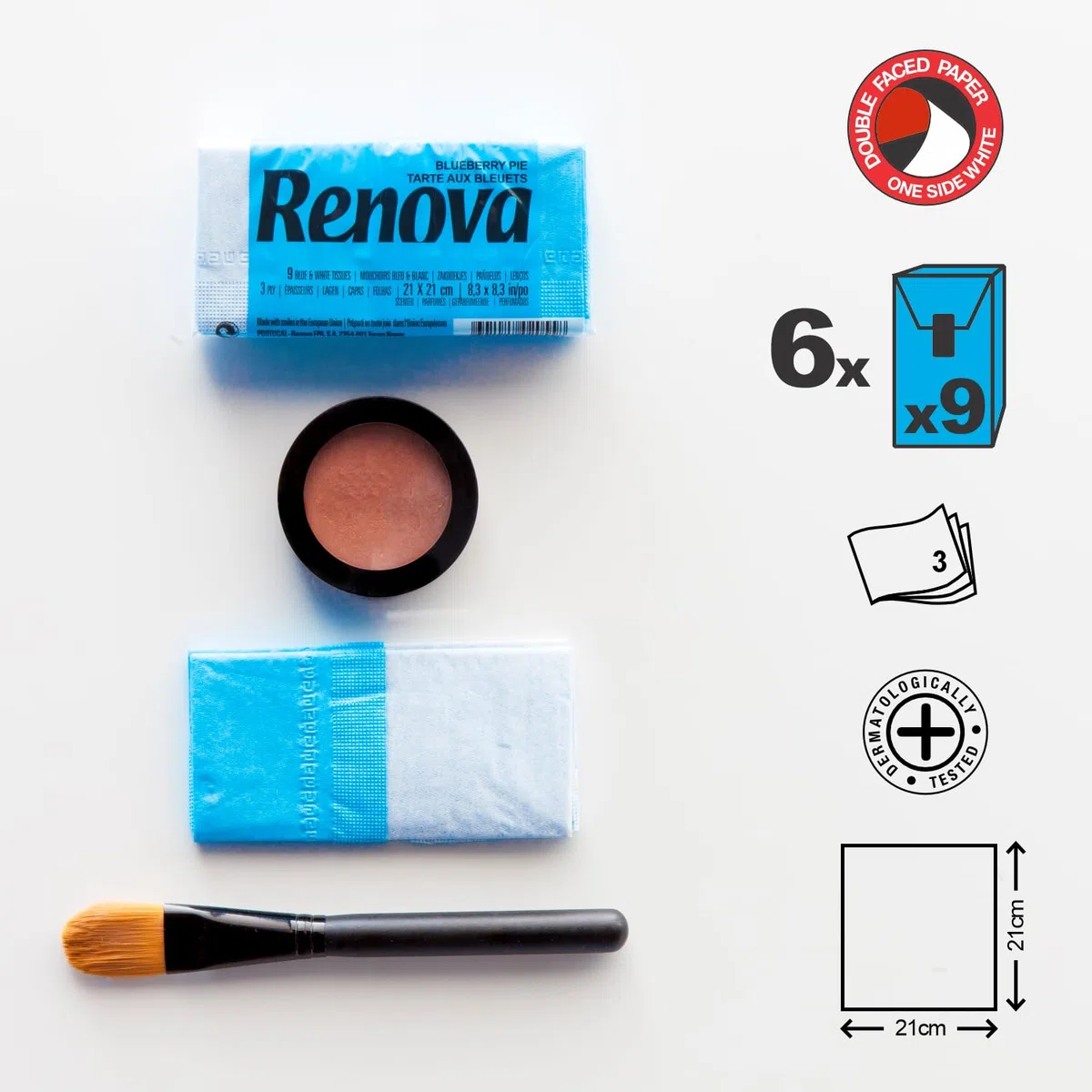 Renova Fazzoletti tascabili Red Label Blu aroma Torta di Mirtilli - 6 confezioni - [Confezione da 20]