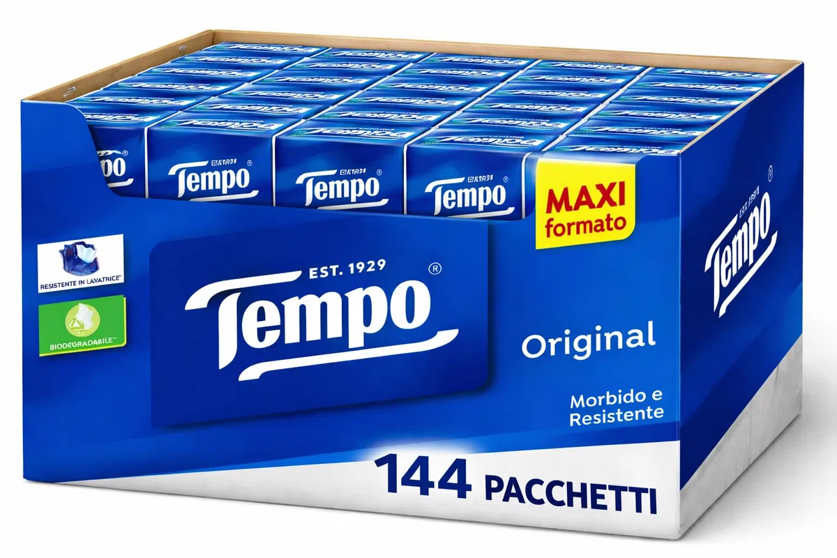 Box da 144 Pacchetti di Fazzoletti Tascabili 4 Veli da 9 Fazzoletti