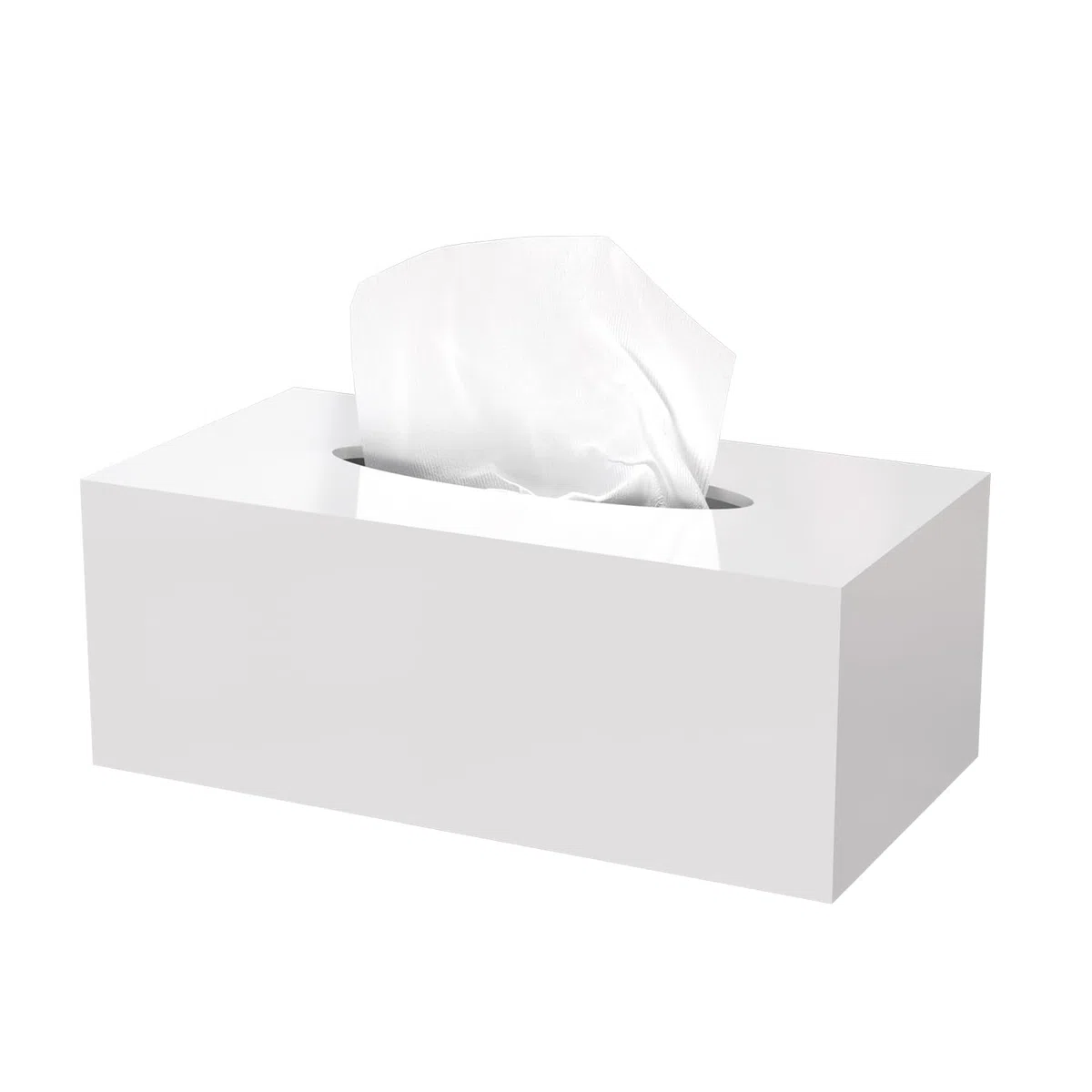 Scatola Porta Fazzoletti Rettangolare in Acrilico, per Tessuti Viso, Tovaglioli, Perfetta per Bagno, Scrivania, Controsoffitti, Vanità, Camera da Letto, Comodini 25 * 13 * 9cm (Bianco)