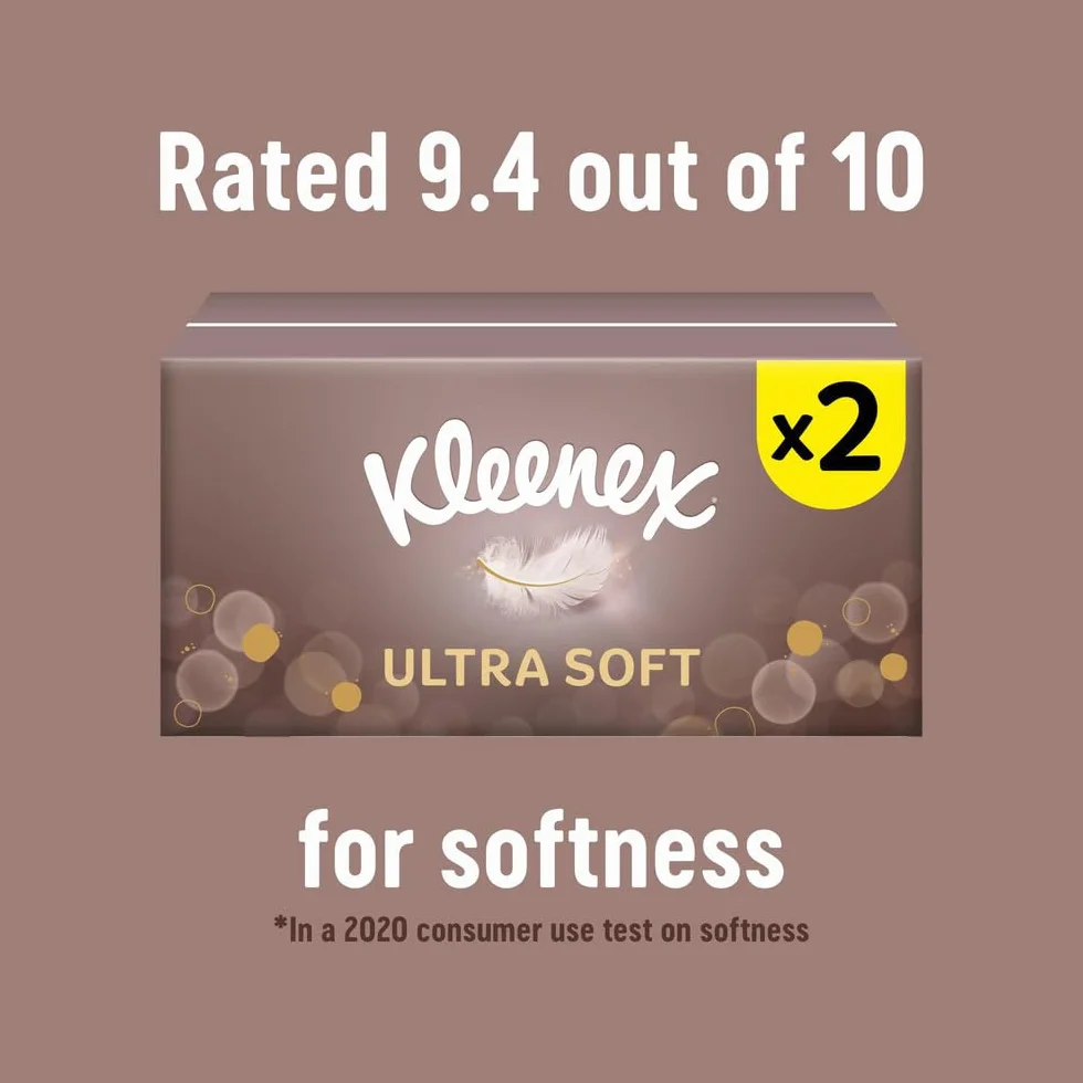 Kleenex Le nostre scatole per fazzoletti per il viso più morbide – Confezione da 12 – estremamente morbide e setose progettate pensando al lusso
