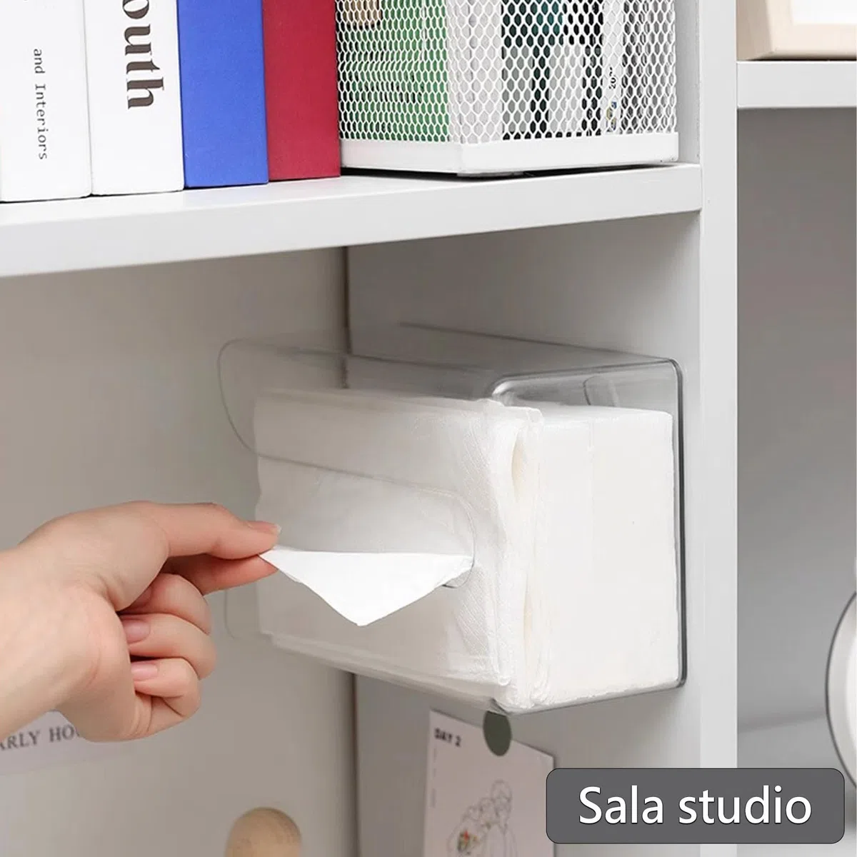2 Pezzi Dispenser da Parete, Senza Foratura Scatola Porta Fazzoletti Pratica per Asciugamani, Supporto Autoadesivo da Muro per Bagno Cucina Ufficio