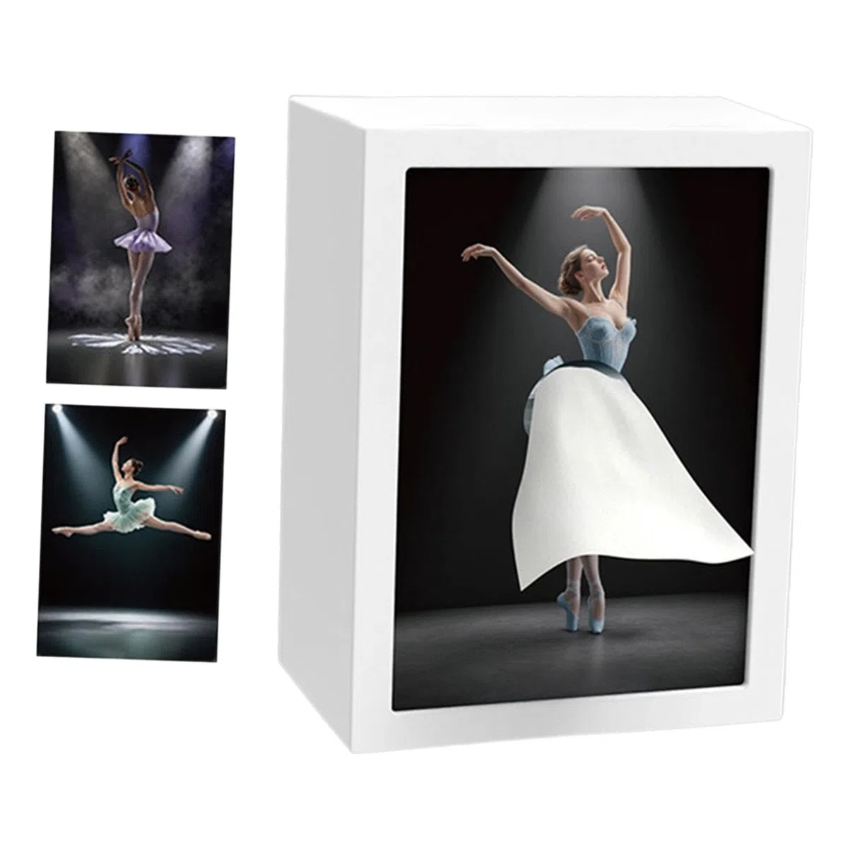 Porta Fazzoletti Decorativo a Forma di Ballet Box, Porta Fazzoletti Creativa con Luce Integrata per Scrivania, Camera da Letto e Soggiorno, 15 x 10 x 19,8 Cm