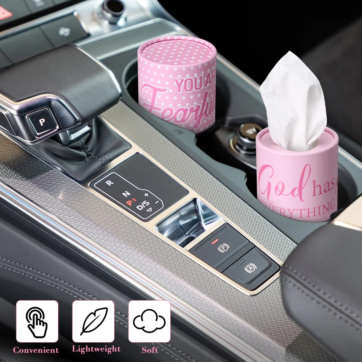 Outus 12 contenitori cilindrici per fazzoletti per auto, con 3 strati, colore nero e bianco, rotondi, da viaggio, per tazze da auto, matrimoni, feste di compleanno (fiocco religioso)