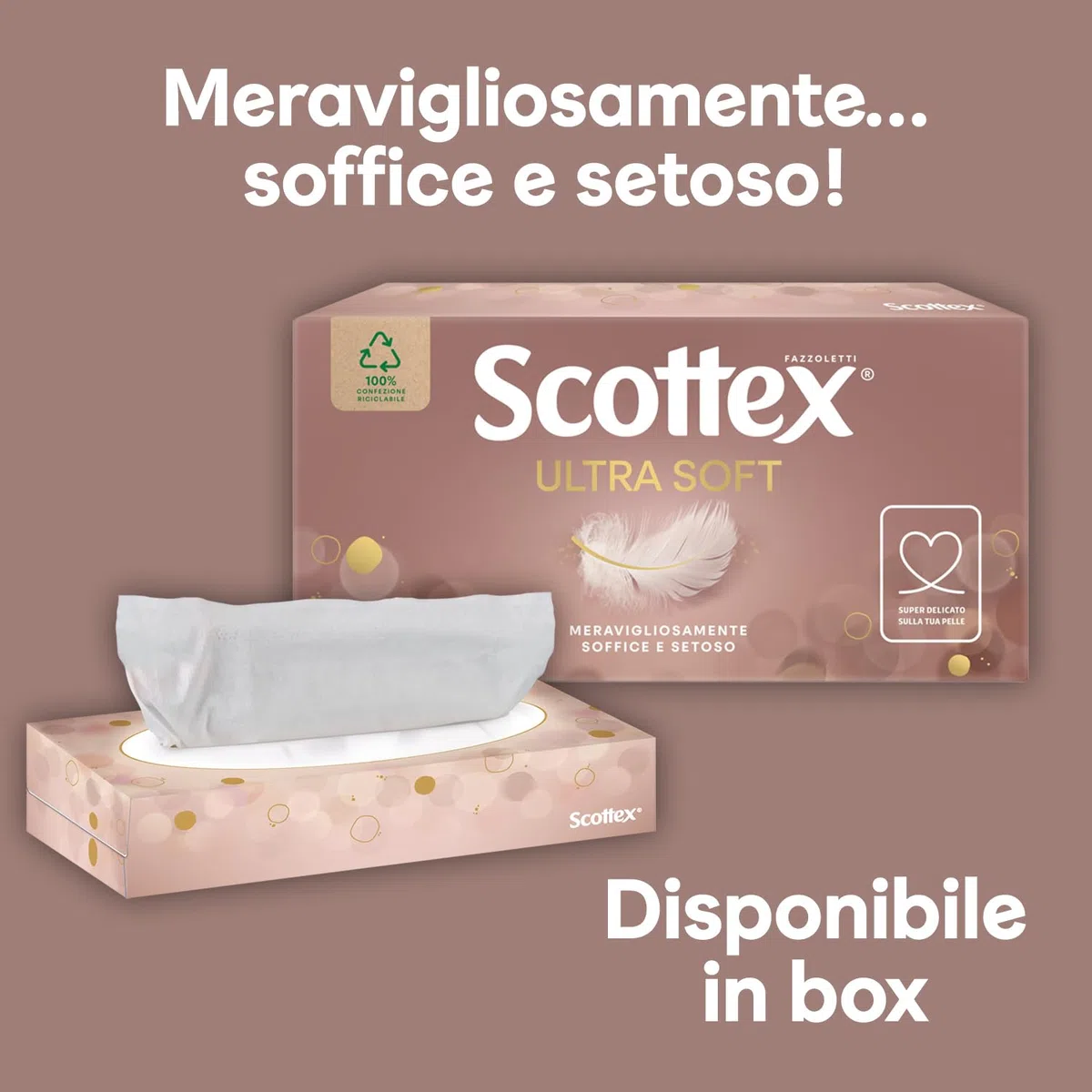 Scottex Ultra Soft Box Fazzoletti di carta, Morbidi e setosi, Confezione 100% Riciclabile, 1.920 Pz, 24 Box da 80 Fazzoletti