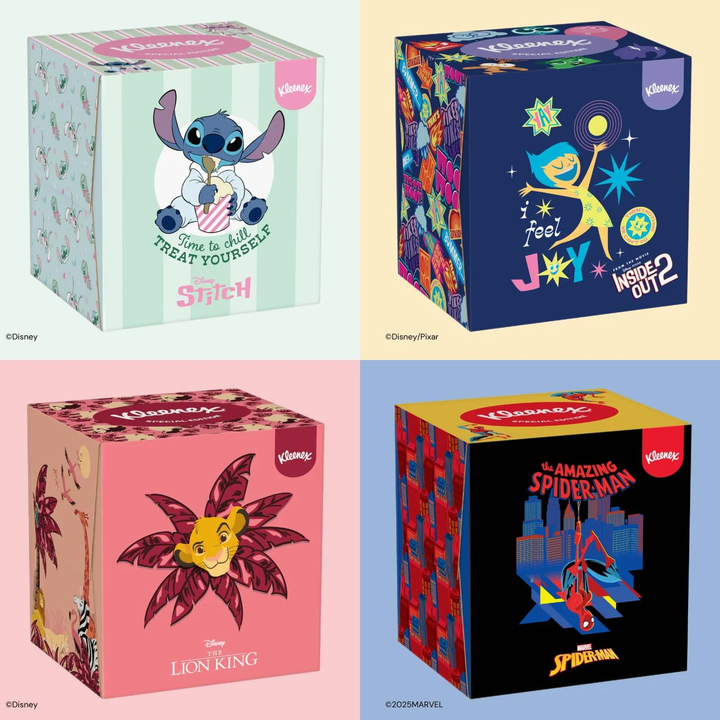 KLEENEX - Fazzoletti Disney Cubic Box (12 scatole da 48 fazzoletti) - giocoso con i personaggi preferiti dei tuoi bambini