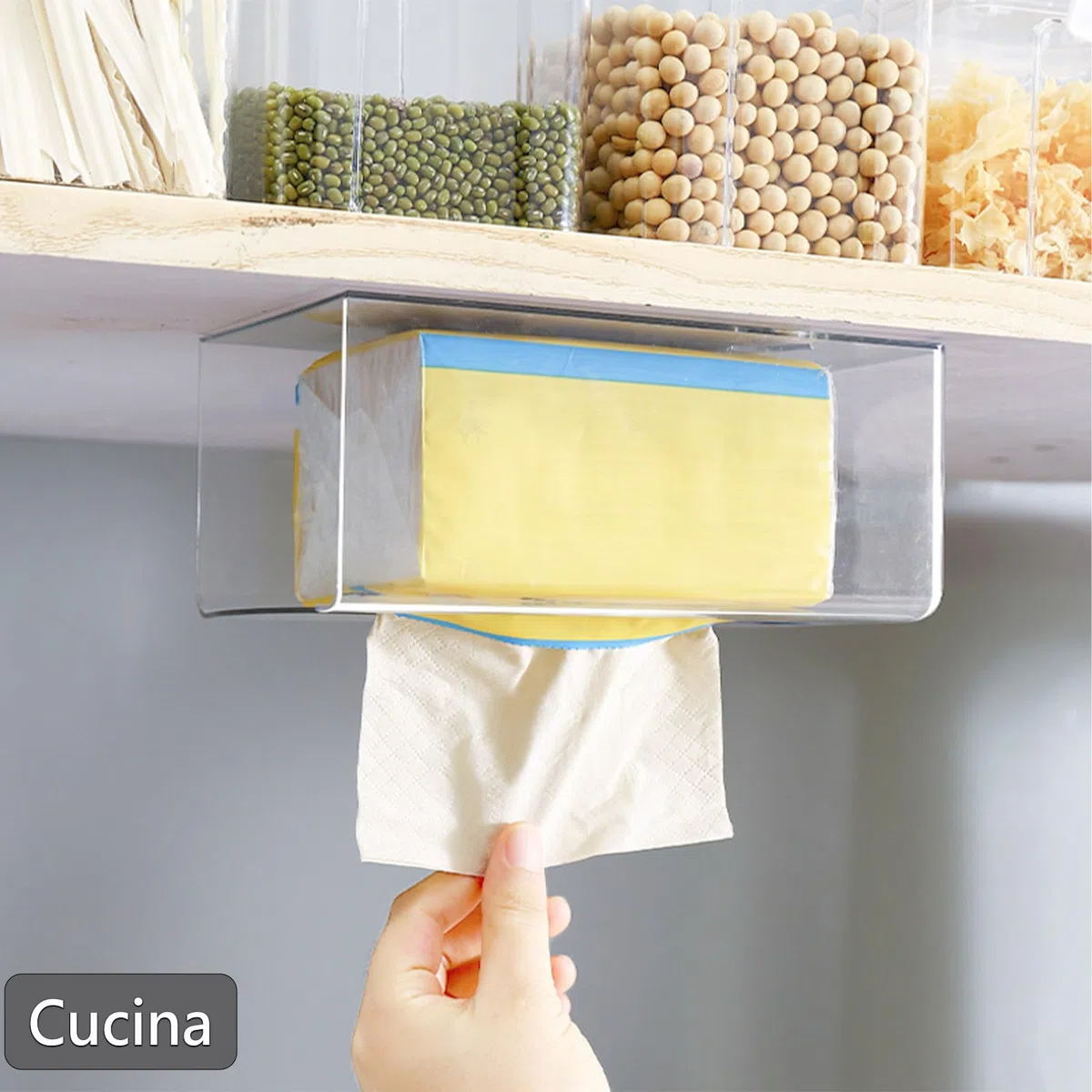 2 Pezzi Dispenser da Parete, Senza Foratura Scatola Porta Fazzoletti Pratica per Asciugamani, Supporto Autoadesivo da Muro per Bagno Cucina Ufficio