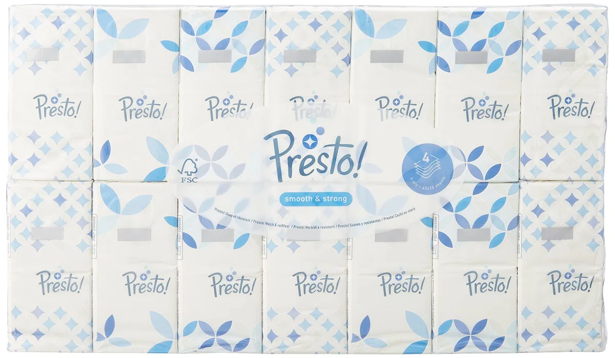 Marchio Amazon - Presto! Fazzoletti a 4 strati, 1680 unità, 10 confezioni da 168