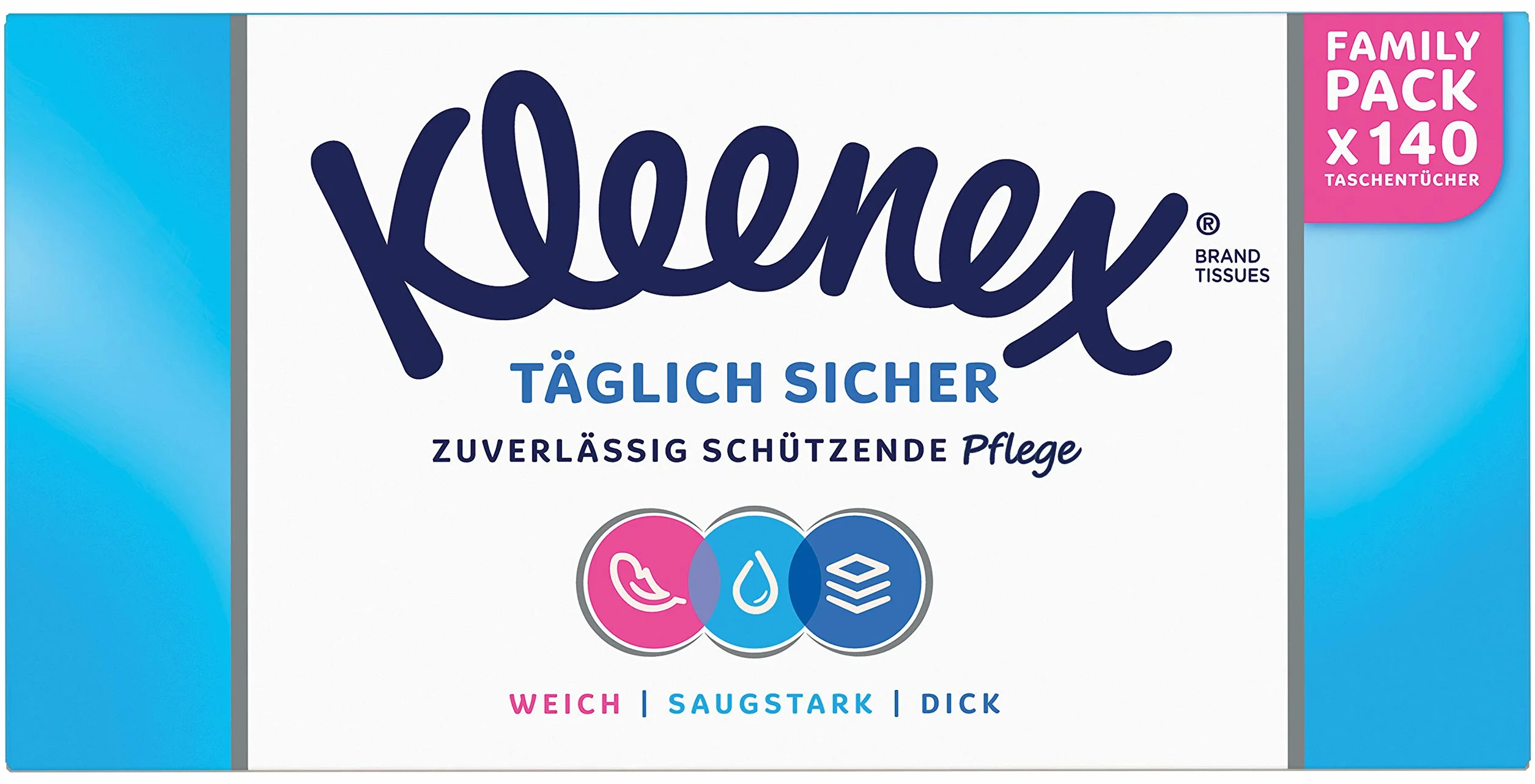 Kleenex Scatola per fazzoletti a 3 strati per uso quotidiano, 1 confezione da 140 fazzoletti